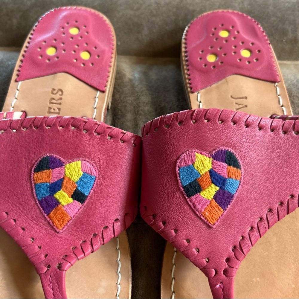 Jack Rogers Leather Rainbow Heart Sandals Sz 7-VGUC